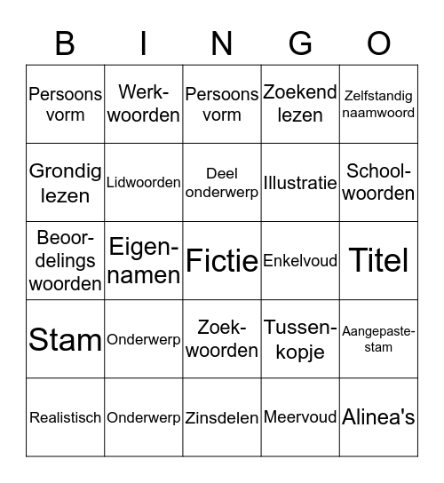 Bingo Nederlands Bingo Card