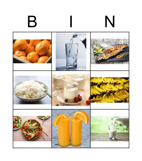 FOOD Bingo Card