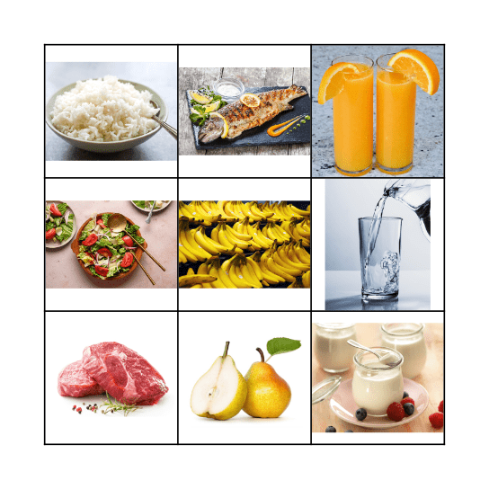 FOOD Bingo Card