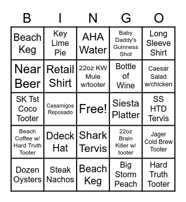 Daiquiri Deck Bingo Card