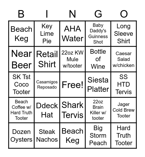 Daiquiri Deck Bingo Card