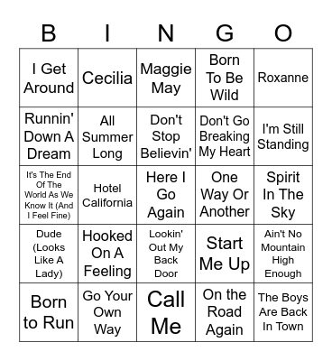 Road "Trippin'" Bingo Card