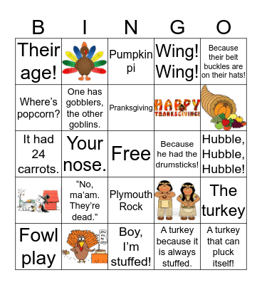 Thanksgiving Bingo Card