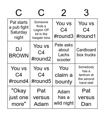 CANCON2023 Bingo Card