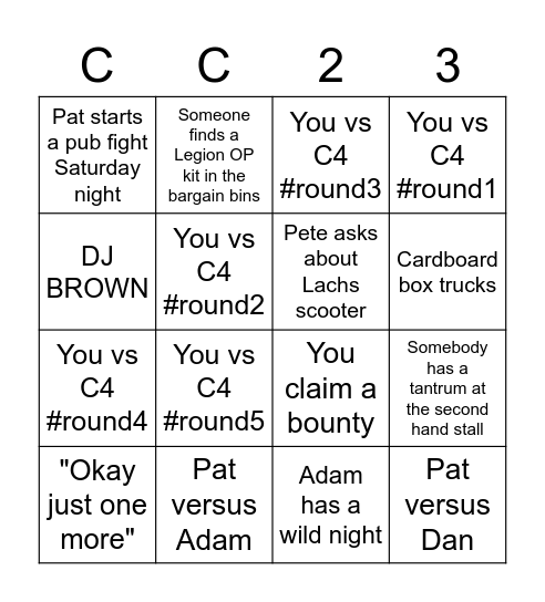 CANCON2023 Bingo Card