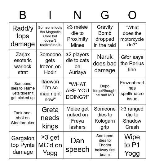 Final Boss BINGO Card