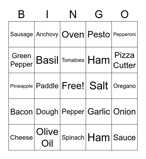 PIZZA BINGO Card