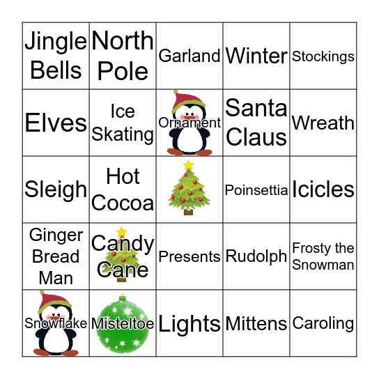 December Calls/Submittals Bingo Card