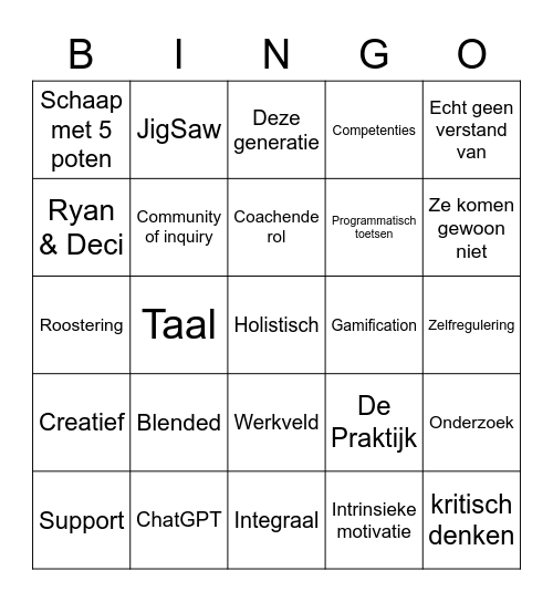 Onderwijs ontwikkelen Bingo Card