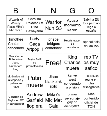 Bingo 2023 Bingo Card