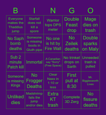 Naxx Bingo Card