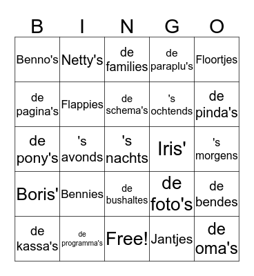 Spelling Bingo Card
