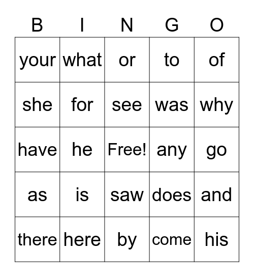 Group 2 Red Word Bingo Card