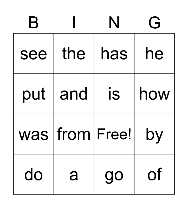 Group 1 Red Word Bingo Card