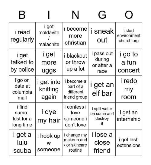 emme’s 2023 Bingo Card
