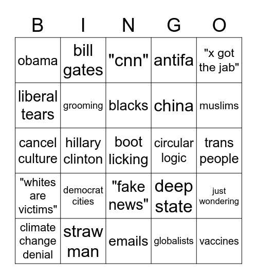 conservative bingo Card