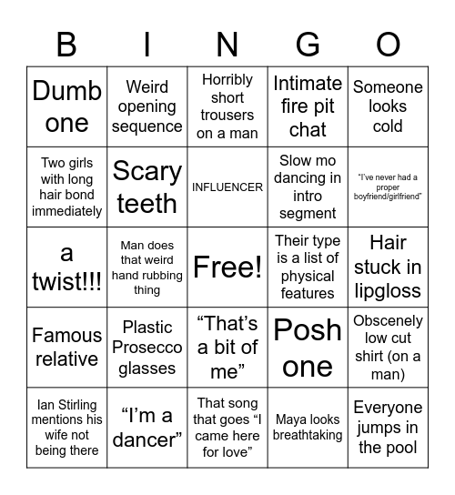 WINTER LUV ISLAND Bingo Card