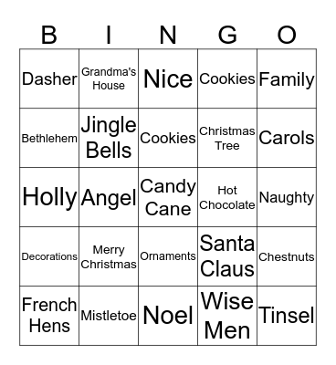 RCM Christmas Bingo Card