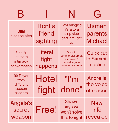 HEA S7 E20 Bingo Card