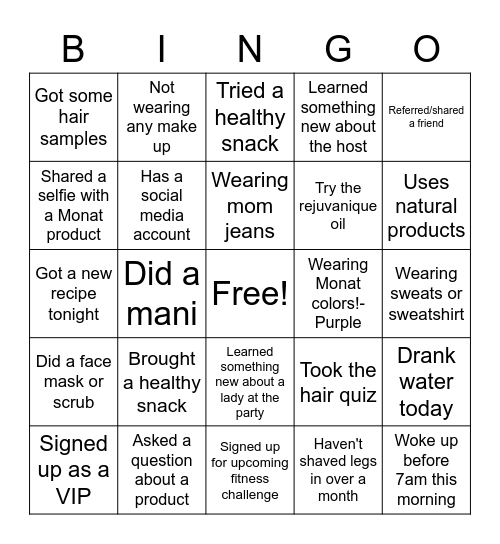 Girls Night Bingo Card