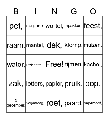 SINTERKLAAS BINGO Card