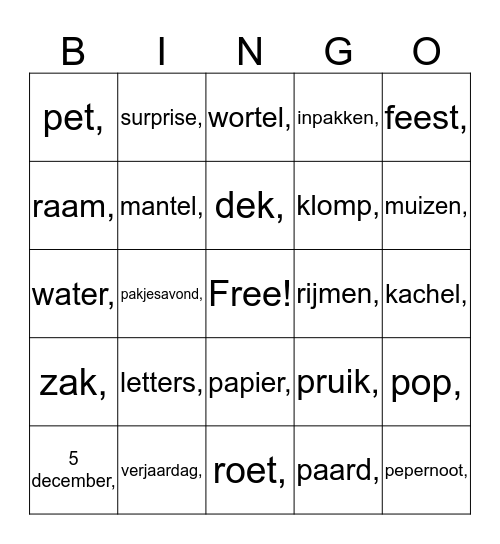 SINTERKLAAS BINGO Card