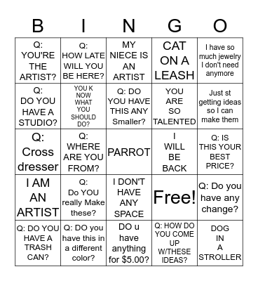 ART FESTIVAL BINGO Card