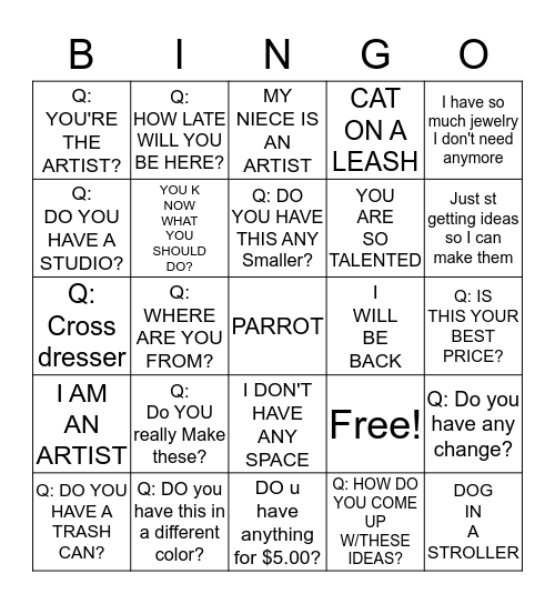 ART FESTIVAL BINGO Card