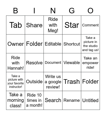 Google Docs Bingo Card