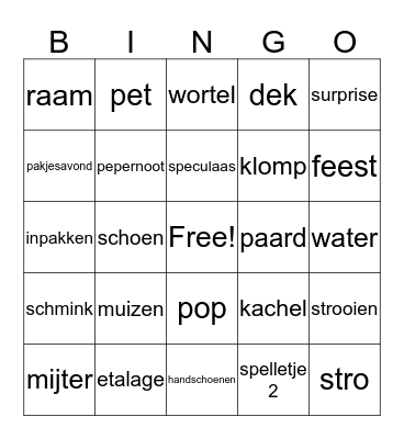 SINTERKLAAS BINGO Card