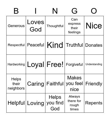 Christian Bingo Card