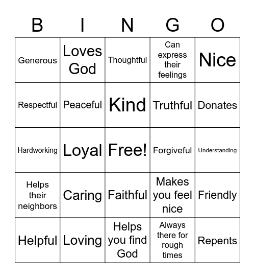 Christian Bingo Card