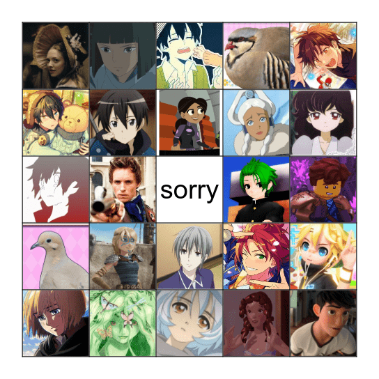 i am sorry Bingo Card