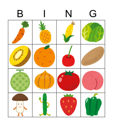 Fruit & Vegetables Bingo Card