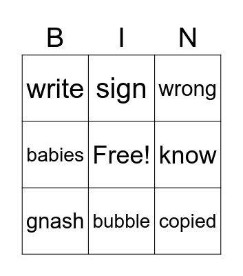 Untitled Bingo Card