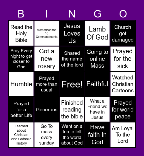 Christian Bingo Card Bingo Card