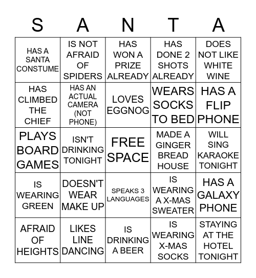 CHRISTMAS BINGO Card