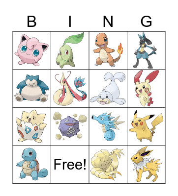 Pokemon Bingo Card