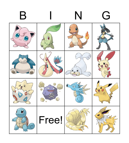 Pokemon Bingo Card