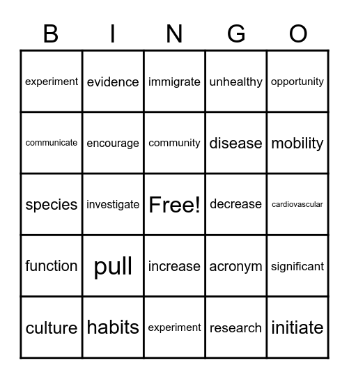 BESISI Bingo Card