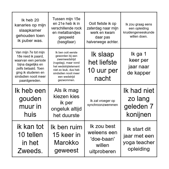 Weet je van wie? Bingo Card