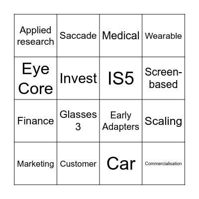 Tobii Takeoff Bingo Card