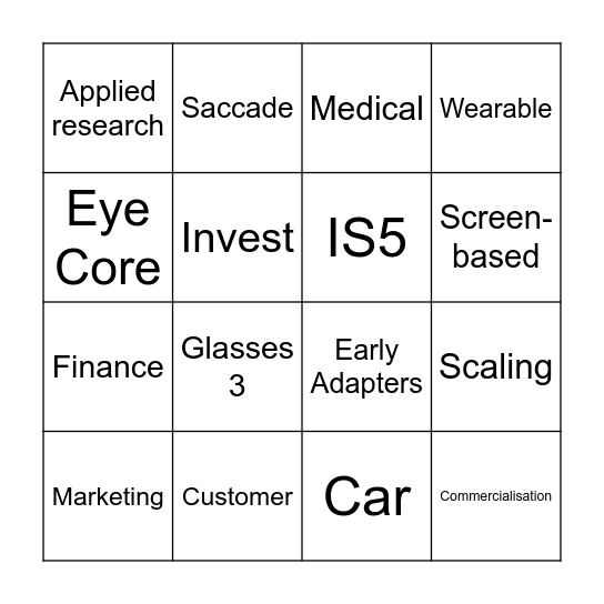 Tobii Takeoff Bingo Card