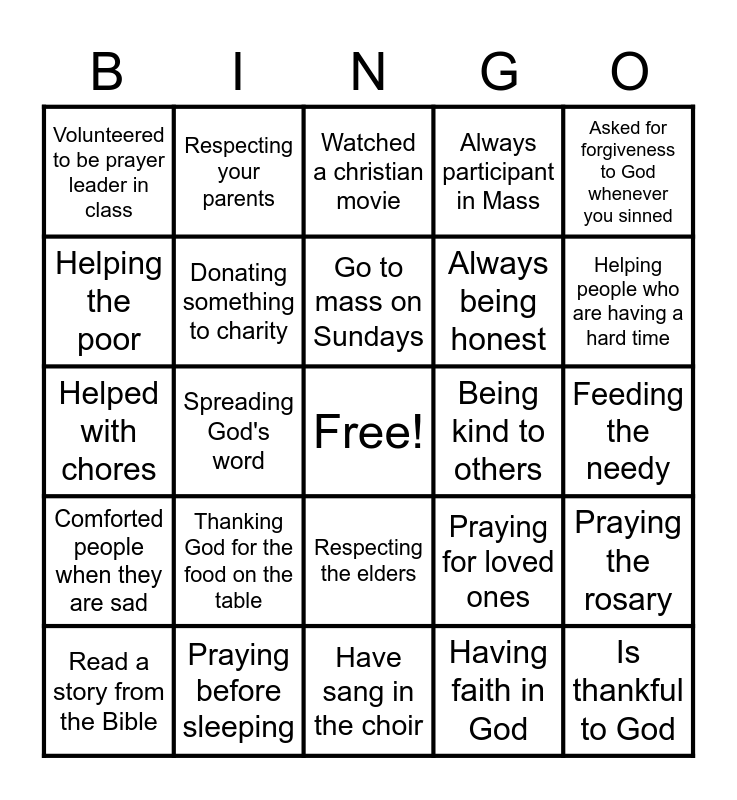 CHRISTIAN BINGO Card