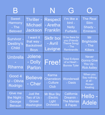 GSS Blue Monday Bingo Card