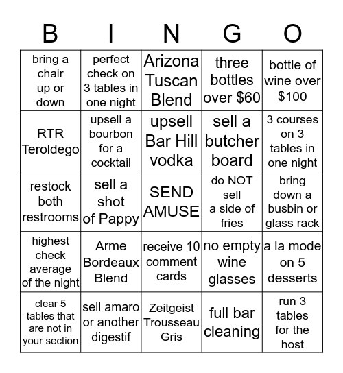 MONUMENT LANE BINGO Card