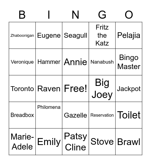 The Rez Sisters Bingo Card