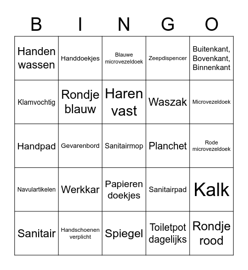 Facilitaire Bingo 2 (Sanitair) Bingo Card