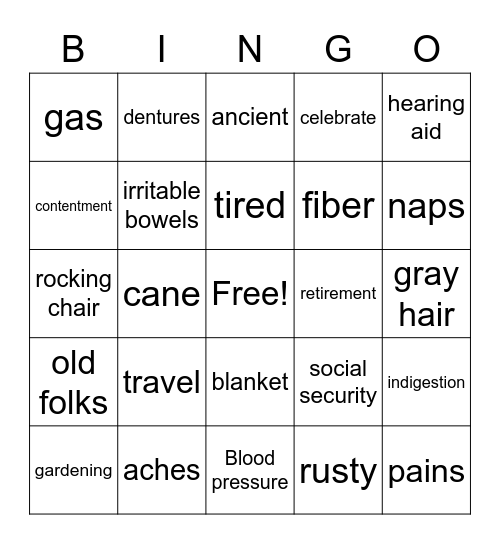 70th Birthday Bingo Card