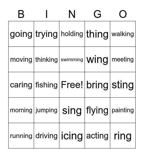 ing Bingo Card